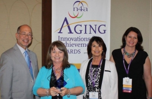 Reece (second from left in the photo) received the award from Joseph Ruby, N4A president, and Heather Sellers and Gina Peterson, representing Critical Signal Technologies.